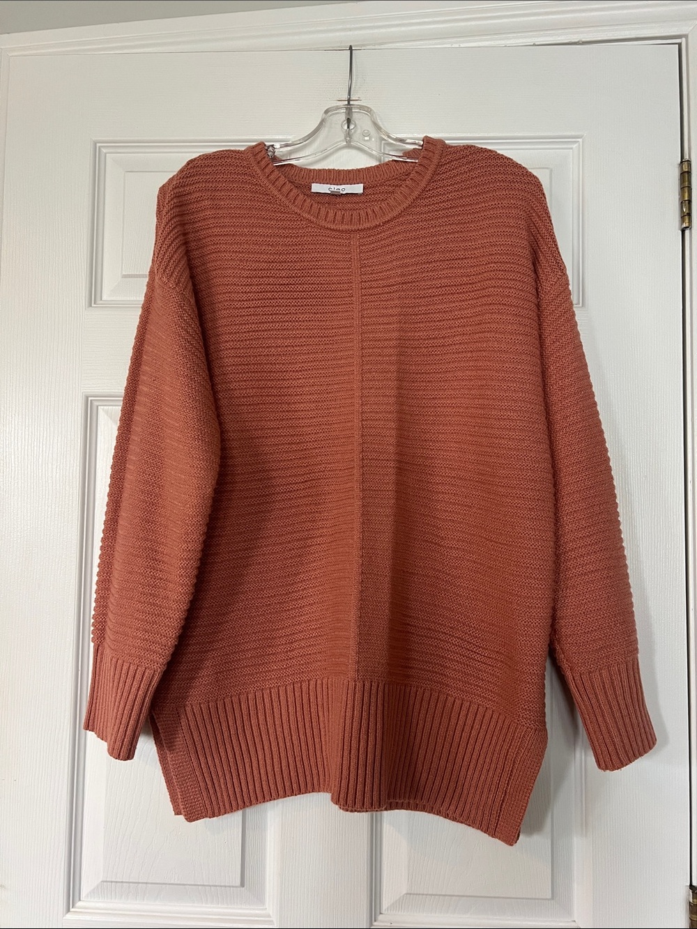 cleo Terra Cotta Textured Crewneck Sweater